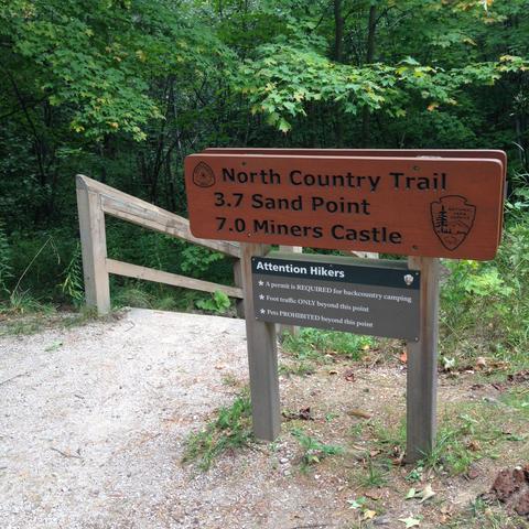 Sign at the start of the hiking trail through Pictured Rocks